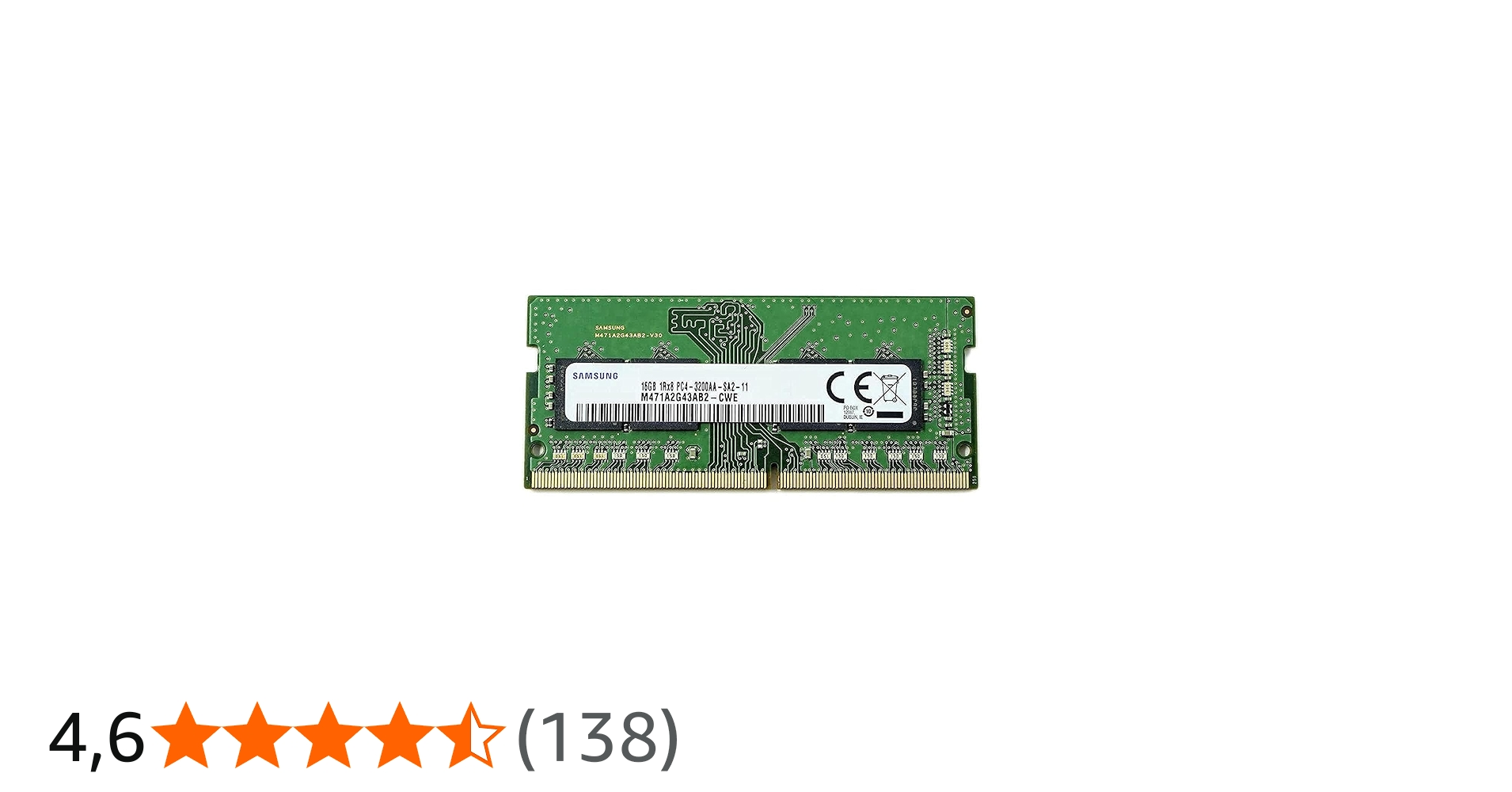 Samsung SODIMM 16GB PC4 3200 DDR4 1Rx8 M471A2G43AB2-CWE Laptop