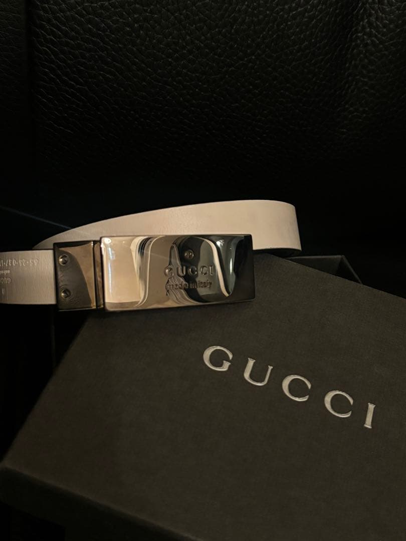 【専用】GUCCI レザーベルト ホワイト OLD Gucci GGバックル レザー細ベルト（白） – Vintage Shop Rococo